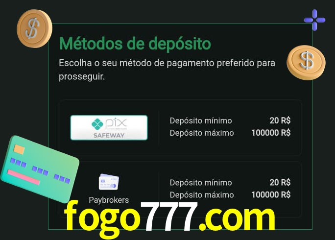 O cassino fogo777.com oferece uma grande variedade de métodos de pagamento